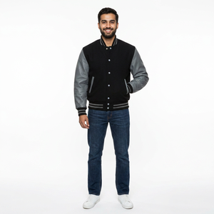 2024 Unisex High Quality Fabric Leather <b>Bomber</b> Varsity <b>Jacket</b> Stand Insulated Heating Zipper Closure <b>Summer</b> Wholesale Shipping - Product Image 1