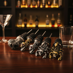 Fábrica creativa Bar Accesorios Animales personalizados Botella Vertedor Metal Vino Boca Aleación de zinc Uva <span class=keywords><strong>Manzana</strong></span> Calavera Vino Vertedor - Product Image 6