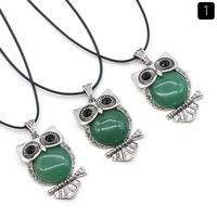 Collier pendentif hibou incrusté d'agate naturelle multicolore, pierres semi-précieuses pour la fabrication de bijoux, vente en gros