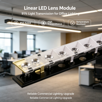 Module de lentille LED en PC de qualité optique à 91 % de transmittance élevée, étanche IP65, pour entrepôts industriels, usines et ateliers.
