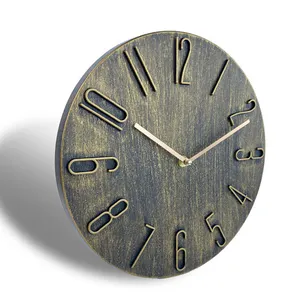复古设计定制12英寸大型模拟时钟家庭装饰塑料简约北欧3d挂钟