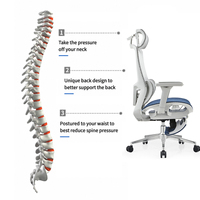 Chaise de bureau ergonomique en maille avec soutien complet du dos et siège coulissant, roulettes silencieuses en PU, pivotante