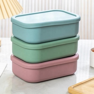 Lonchera de Silicona para el Hogar, Contenedor de Almacenamiento de Alimentos con 2 Compartimentos, Lonchera Bento de Silicona de Grado Alimenticio con Tapa - Product Image 6