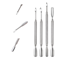 Pousse-cuticules pour nail art, en acier inoxydable, réutilisable, pour éliminer les peaux mortes, outils de manucure, pousse-doigts à double tête