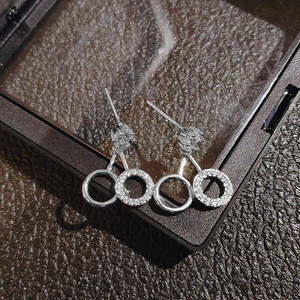 Orecchini pendenti rotondi minimalisti da donna, gioielli alla moda scintillanti - Product Image 2