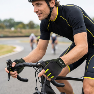 Wholesale Summer Leather Anti <b>Slip</b> Breathable Customized <b>Half</b>-Finger Alpha Racing Frozen Pattern Unisex Cycling Gloves - Product Image 1