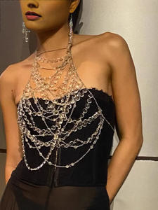 फेस्टिवल पार्टी मेटल क्लबवियर सेक्सी पारदर्शी डायमंड नाइट क्लब रेव चेन चमकदार शीर्ष बॉडी गहने - Product Image 6