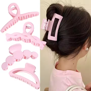 Pinces à cheveux en gros de couleur unie, pinces crocodiles en plastique, style coréen, plusieurs modèles de pinces à fleurs pour femmes et filles - Product Image 4