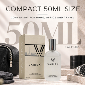 VAHIRA <span class=keywords><strong>Perfume</strong></span> en Spray Natural de 50 ml con Fragancia Amaderada de Larga Duración, Eau de Parfum para Caballero, Uso Diario - Product Image 3