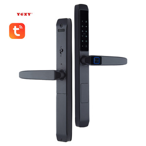 Kunci Pintu Geser <span class=keywords><strong>Digital</strong></span> Aluminium Pintar Tahan Air untuk Luar Ruangan dengan Gagang Kunci Sidik Jari, Remote Tuya, dan Kamera - Product Image 1