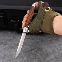 Couteau de poche pliant à manche en bois, lame en acier inoxydable, pour le camping en plein air, le déballage, EDC, couteau utilitaire de transport