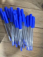 Bolígrafos Clásicos Transparentes con Punta de Bola, Cuerpo Hexagonal, Tinta Negra, Azul y Roja, Punta Mediana de 1.0 mm, Paquete al por Mayor para Oficina