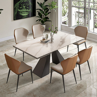 Juego de Comedor Moderno de Lujo con Mesa Extensible de Piedra Sinterizada y Madera de Pino Reciclada, Muebles de Bar Chinos para el Hogar y Hoteles