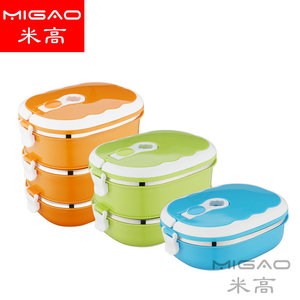 Migao Stainless Steel <b>Lunch</b> <b>Box</b> Three Layer Airtight Portable <b>Insulated</b> Food Storage Container For Office School Use - Product Image 1