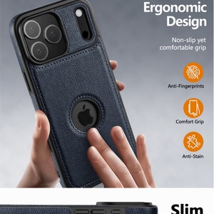 <b>Camera</b> <b>Protector</b> Vintage PU Leather Back Cover Soft Protective Mobile Phone Case for <b>iPhone</b> 17 Air 16 15 13 <b>PRO</b> <b>MAX</b> <b>14</b> 15 Plus - Product Image 6