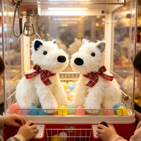 Peluche douce West Highland White Terrier, jouet en peluche Kawaii Westie pour machine à griffes d'arcade et cadeau pour enfants