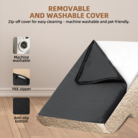 Escalier et rampe pour animaux de compagnie en mousse à mémoire de forme de luxe écologique, avec coussin amovible imperméable et motif uni