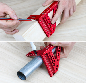 एल्यूमीनियम मिश्र धातु 45/90 डिग्री कोण शासक वुडवर्किंग मार्किंग गेज त्रिकोण आकार में टिकाऊ लाल/नीले हाथ उपकरण - Product Image 6