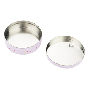 Tùy Chỉnh Cmyk In Logo Vòng Phẳng Đáy Thực Phẩm Lớp Bông <span class=keywords><strong>Cookie</strong></span> Kẹo Màu Hồng Đóng Gói Hộp Thiếc Sữa Kẹo Kim Loại Tinplate Có Thể - Product Image 4