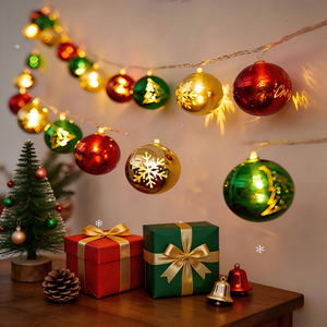Guirlande lumineuse LED décorative de Noël pour intérieur, alimentée par courant alternatif ou prise USB, <span class=keywords><strong>en</strong></span> forme d'étoile ou de boule <span class=keywords><strong>en</strong></span> plastique - Product Image 4