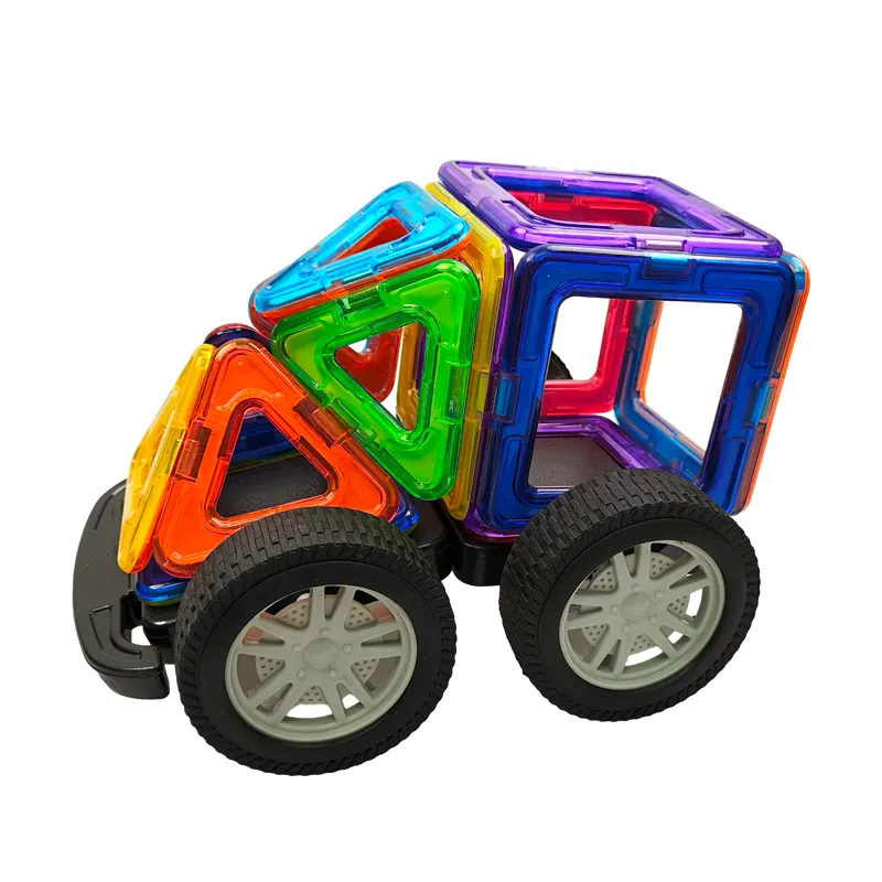 कार व्हील मैग्नेट टाइल्स के साथ मैग्नेटिक ब्लॉक 3डी क्लियर बिल्डिंग ब्लॉक सेट STEM सेंसरी एजुकेशनल टॉयज गिफ्ट बच्चों के लिए