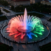 Fontaine musicale circulaire extérieure à jets multiples, LED RGB, eau dansante, en acier inoxydable, programmable et durable