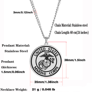 HLSS341 USMC 海兵隊 イーグル EGA コープス アメリカ海兵隊 センペルフィデリス アミュレット レーザーカット ステンレススチール ペンダント ネックレス - Product Image 3