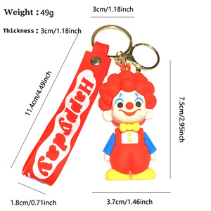 Porte-clés en PVC personnalisé de haute qualité, adorable clown de <span class=keywords><strong>cirque</strong></span>, pendentif de mode américaine, pour sac à dos ou voiture, petit cadeau - Product Image 4