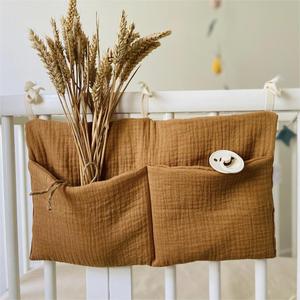 Hot Sales Boho Musselina Algodão Berço Organizador <span class=keywords><strong>Baby</strong></span> <span class=keywords><strong>Bed</strong></span> Portátil Pendurado Armazenamento Sacos Toy Fralda Fralda Bolso para cama Berço - Product Image 4