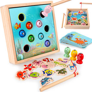 Bambini di legno di pesca magnetica gioco interattivo i ragazzi e le ragazze prima educazione di puzzle bug cattura giocattoli - Product Image 2