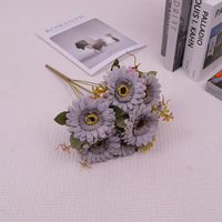 Bunga Sutra Buatan Rangkaian Kecil Buket Tujuh Kuntum Gerbera African Daisy Vintage Eropa Dekorasi Ruang Tamu Rumah Floral