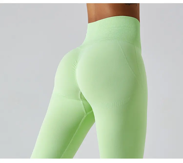 Women's Solid Colors Non See Through Seamless Gym Tights High Waist Butt Lifting Athletic Workout Yoga Leggings