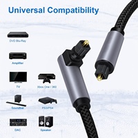 Câble audio numérique optique Toslink SPDIF coaxial à angle droit LA-5.1 avec gaine en nylon tressé pour barre de son et téléviseur