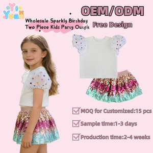 Conjuntos de Ropa de Verano para Niños, Camiseta de Manga Corta con Lentejuelas Coloridas <span class=keywords><strong>y</strong></span> <span class=keywords><strong>Falda</strong></span>, para Niñas de 1 a 5 Años - Product Image 1