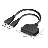 Cable Adaptador de Datos y Alimentación USB 3.0 a SATA de 22 Pines, Corto, para Disco Duro HDD/SSD de 2.5 Pulgadas, para PC y Portátil, Muestra Gratuita