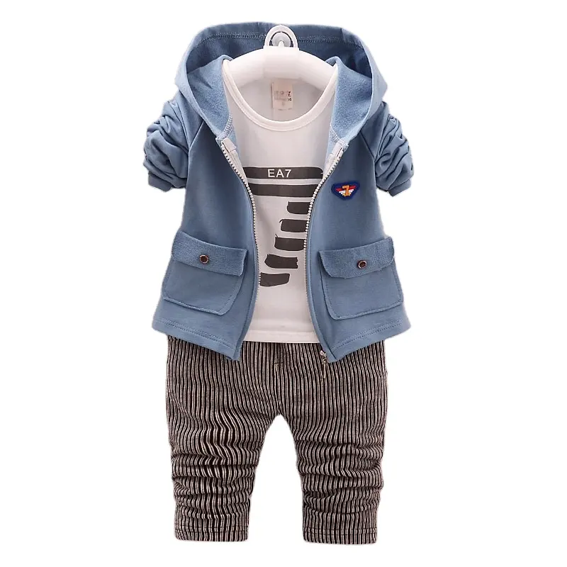 Toddler Coat + T-shirt + Pants Outfits Sets Children Boys Clothes Suits Kids Baby Clothing