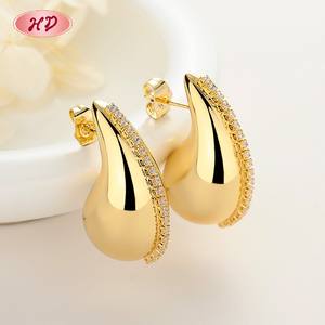 Ottone Guangzhou fabbricazione <span class=keywords><strong>Bottega</strong></span> orecchini 3A zirconi oro placcato oro 18K goccia di acqua per le donne gioielli di moda - Product Image 1
