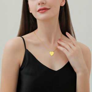 Personalizable chapado en oro grabado láser corazón inicial alfabeto 925 collar de plata esterlina para mujeres regalos - Product Image 3