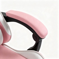 Chaise de jeu en cuir PU blanc rose pour filles, ergonomique, dossier haut avec fonction inclinable, appui-tête et soutien lombaire réglables