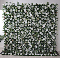 A-1569 fausses fleurs tissu tapis mariage ivoire fleur panneau mural toile de fond 8ft x 8ft artificielle blanc rose fleur 5d mur