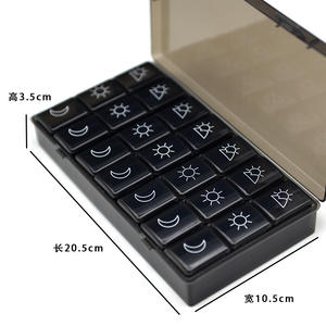 Almacenamiento de plástico PP 7 días 21 pastillero dispensado fabricantes de cajas de pastillas medicina con impresión de logotipo de cabello liso - Product Image 2