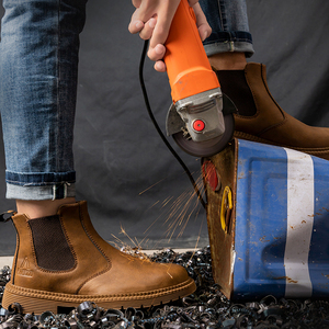 Aterproof-botas de seguridad de cuero y goma para hombre, calzado de trabajo con punta de acero, sin encaje - Product Image 5