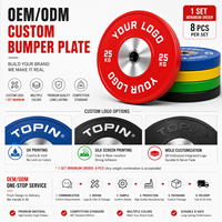 Ensemble de plaques de poids de compétition TOPIN 10-25 kg, plaques de poids en caoutchouc codées par couleur, noyau en acier calibré, pour haltères et musculation