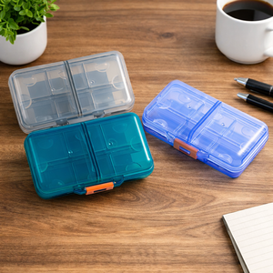 Organisateur de pilules transparent à 6 compartiments, étui de voyage, fermeture sécurisée, tri facile pour les vitamines et les pilules - Product Image 4