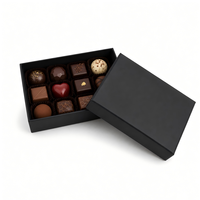 Boîte d'emballage cadeau en papier rigide noir avec logo personnalisé, pour chocolats truffés de Dubaï, recyclable