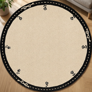 Alfombra gruesa impermeable francesa para mesita de noche, respaldo antideslizante para dormitorio, mesa de centro, pasillo, patrones florales geométricos - Product Image 4