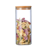 Pot de conservation en verre borosilicate de 65 mm de diamètre avec couvercle hermétique en bambou, style bohème, pour le stockage alimentaire et les voyages
