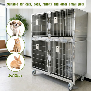 Jaula Veterinaria Personalizable con Soporte para Suero Intravenoso, Jaula de Acero Inoxidable 304 para Tratamiento de Animales, Hospital Veterinario y Peluquería Canina - Product Image 2