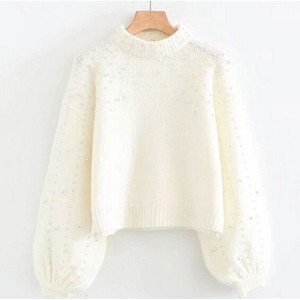 Vente en gros pull-over personnalisé de haute qualité pour femmes pull-over à col rond de style européen et américain pull-over à bulles de perles décoration de perles - Product Image 3