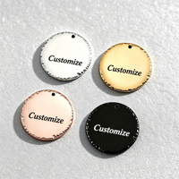 Ywyougang - Étiquette ronde en acier inoxydable à bords festonnés, pendentif vierge gravable, accessoire multicolore pour bijoux faits main